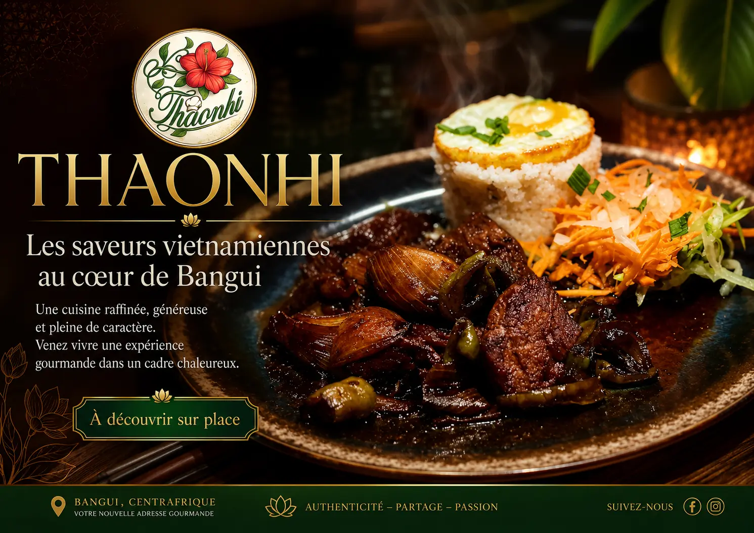 Bœuf sauté, riz et crudités : les saveurs vietnamiennes au cœur de Bangui